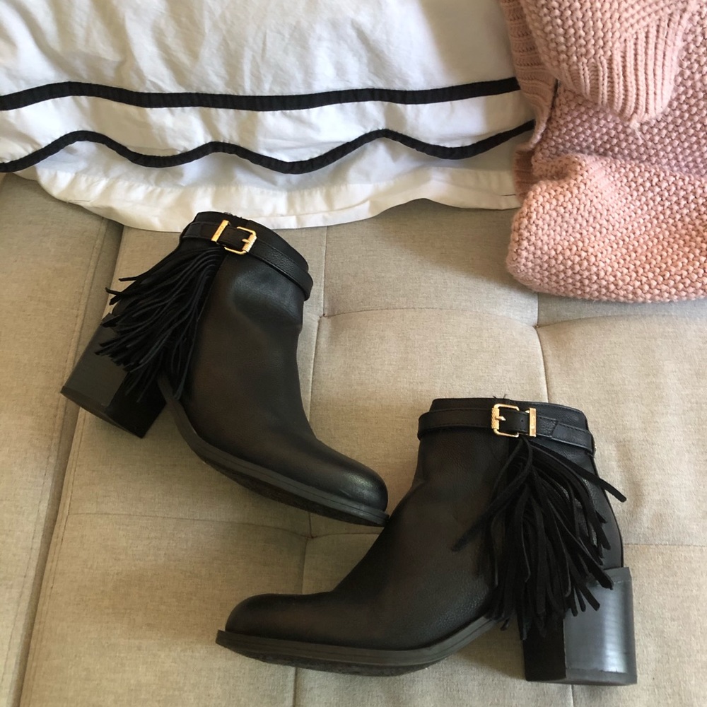 Sam Edelman Black Tasseled Booties